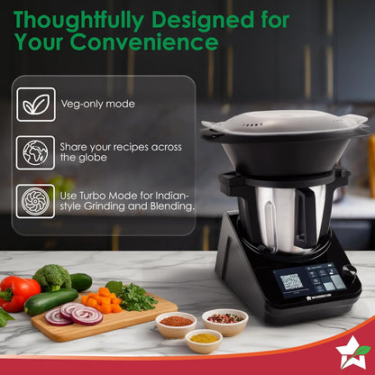 Wonderchef Chef Magic - All-in-One Kitchen Robot for Indian & International Cuisine | Automatic Chopping, Sautéing, Stirring, Kneading | Mobile App & Recipes by Chef Sanjeev Kapoor | 2-Year Warranty