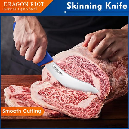 DRAGON RIOT Premium Butcher Knife Set for Meat Cutting BBQ Brisket Meat Trimming Knife - Stainless Turkey Carving Knife