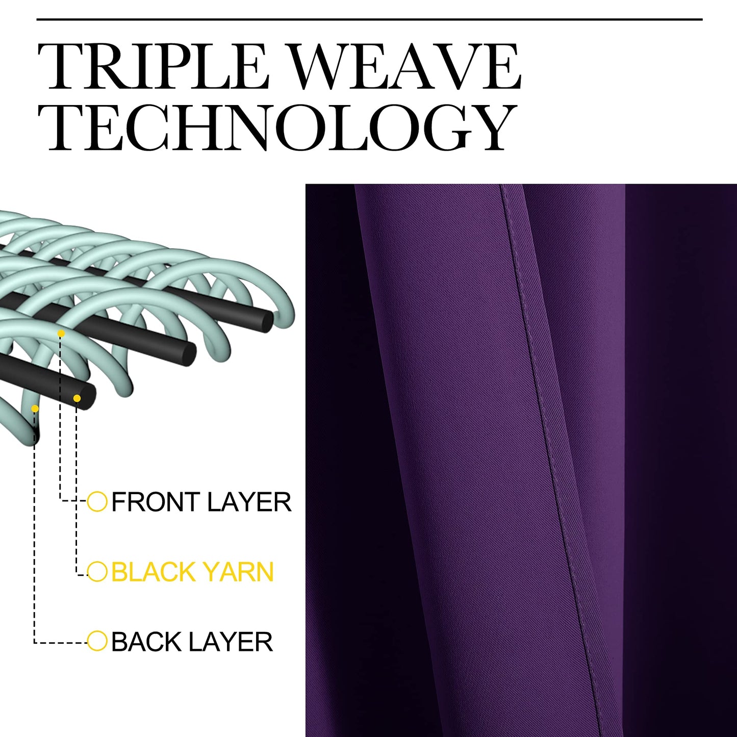 NICETOWN Thick Blackout Curtain and Drapes - Thermal Insulated Grommet Top Window Draperies for Bedroom, Block Out Light Curtain Panel (Royal Purple, 42 x 90, Pack of 2)