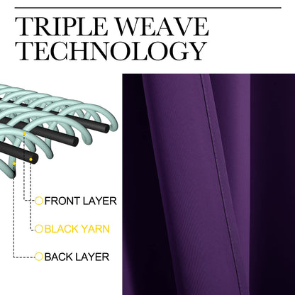 NICETOWN Thick Blackout Curtain and Drapes - Thermal Insulated Grommet Top Window Draperies for Bedroom, Block Out Light Curtain Panel (Royal Purple, 42 x 90, Pack of 2)