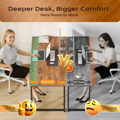 PRAISUN Computer Desk - 47" x 24" Gaming & Office Writing Desk with Rustic Brown Finish