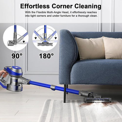 Intercleaner Corded Vacuum Cleaner - 23Ft Reach, Powerful Suction & LED Headlights | Ideal for Hard Floors & Carpets