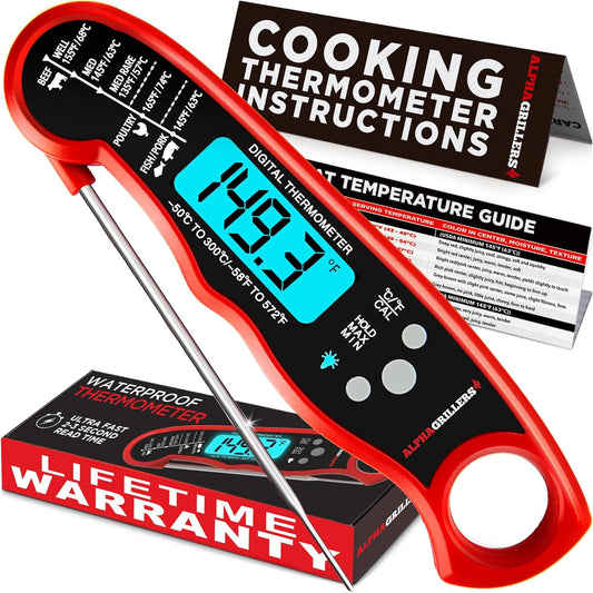 Alpha Grillers Digital Meat Thermometer - Instant Read Food Thermometer for Cooking & Grilling | Perfect Gift for Home Chefs