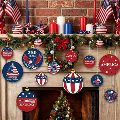 Outdoor 24-Piece 250th Anniversary Christmas Ornament Set