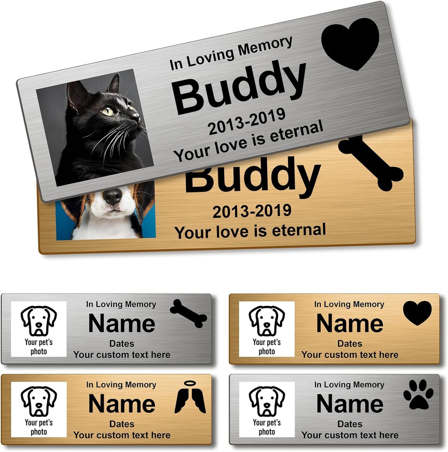 Skiennix Custom Pet Memorial Nameplate - Personalized Stainless Steel Badge for Urns & Ashes