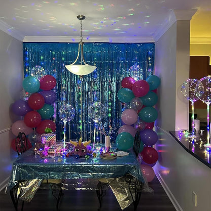 Melsan Foil Fringe Curtains - 3 Pack Tinsel Backdrop for Birthday, Baby Shower & Graduation - Teal 3.2 x 8.2 ft