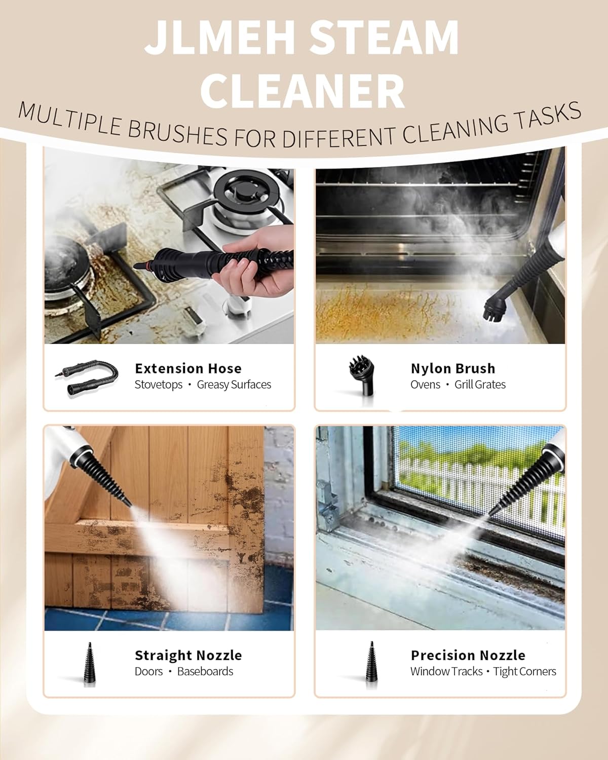 Skiennix Pressurized Handheld Steam Cleaner - Multi-Surface Deep Cleaning with 12 Accessories | Dark Gray