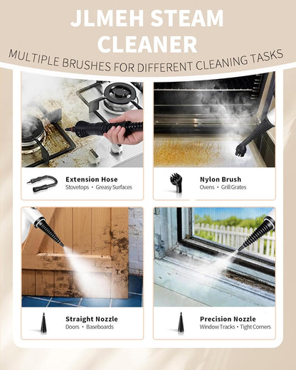 Skiennix Pressurized Handheld Steam Cleaner - Multi-Surface Deep Cleaning with 12 Accessories | Dark Gray