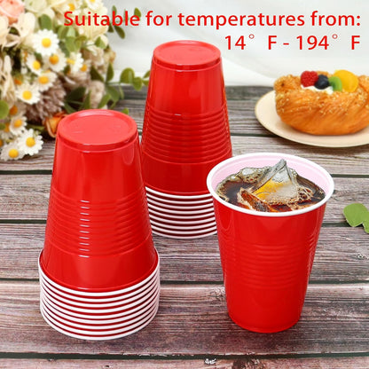 Red Plastic Cups - 16 oz Disposable Party Cups for Birthdays, Picnics & Easter | 100 Count