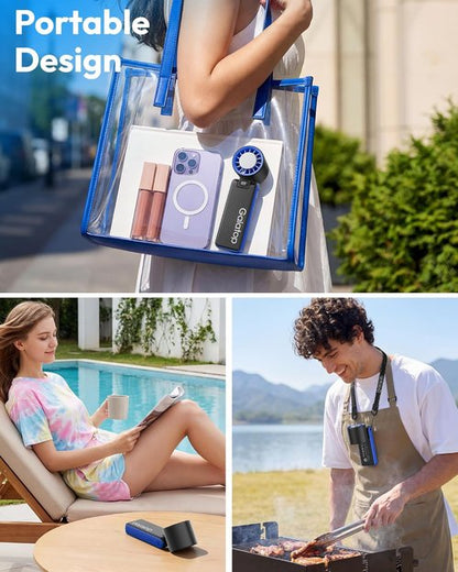 Gaiatop Portable Handheld Turbo Fan - 32H Cooling, 5 Speed, 6000mAh Rechargeable Mini Fan with LED Light