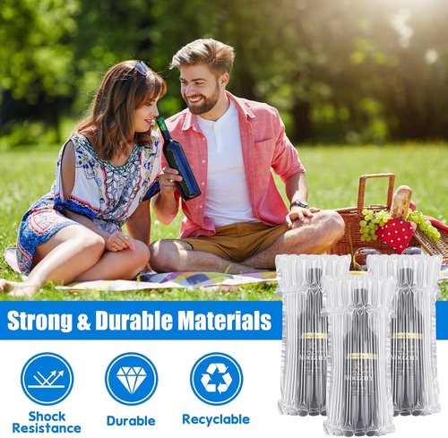20 Packs Wine Bottle Travel Protector Bags, Wine Travel Bags for Wine Bottles Airplane with Reusable Pump, Safety Choice for Wine Packaging for Air Travel