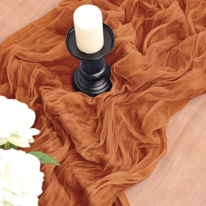 Joanlody Terracotta Cheesecloth Table Runner - 10Ft Rustic Boho Decor for Spring & Easter Events