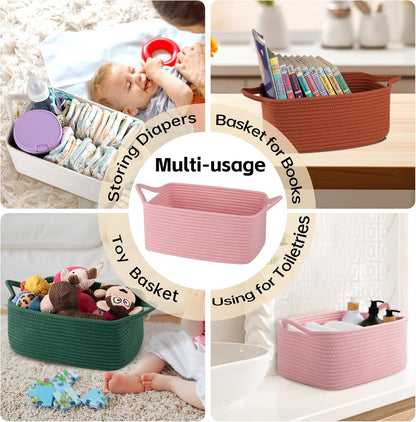 OIAHOMY Woven Basket - Versatile Storage Solution with Gift Bags & Ribbons | White Nursery Organizer