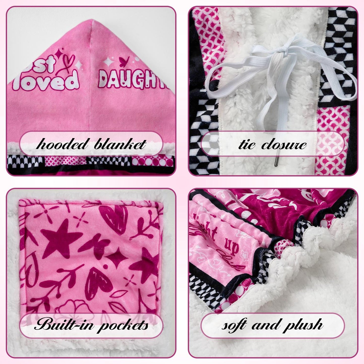 Mother's Day Soft Wearable Blanket Gifts for Daughter who are First Time Mom, Best Daughter Ever Gifts, Throw Blankets Presents for Birthday, Christmas, Daughter Gifts from Mon Dad Parents