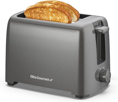 Elite Gourmet Cool-Touch 2-Slice Toaster - 6 Toast Settings & Extra Wide 1.25” Slots | Gunmetal Gray