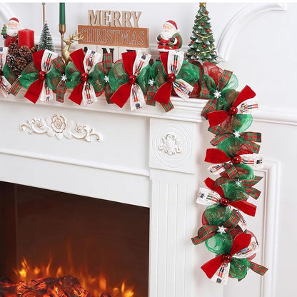Nutcracker Christmas Garland Deco Mesh Ribbon with Ornaments