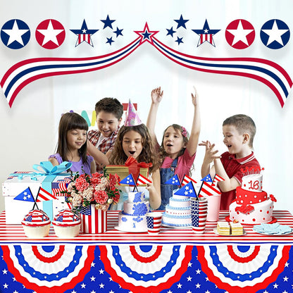 Patriotic Tablecloth by [Brand Name] - 3 Pack Disposable 4th of July Table Covers | 108in x 54in