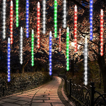 Meteor Shower 24 Tubes Icicle String Lights - 864 LED Multicolor, Outdoor 12 Inch Drop Lights, Connectable