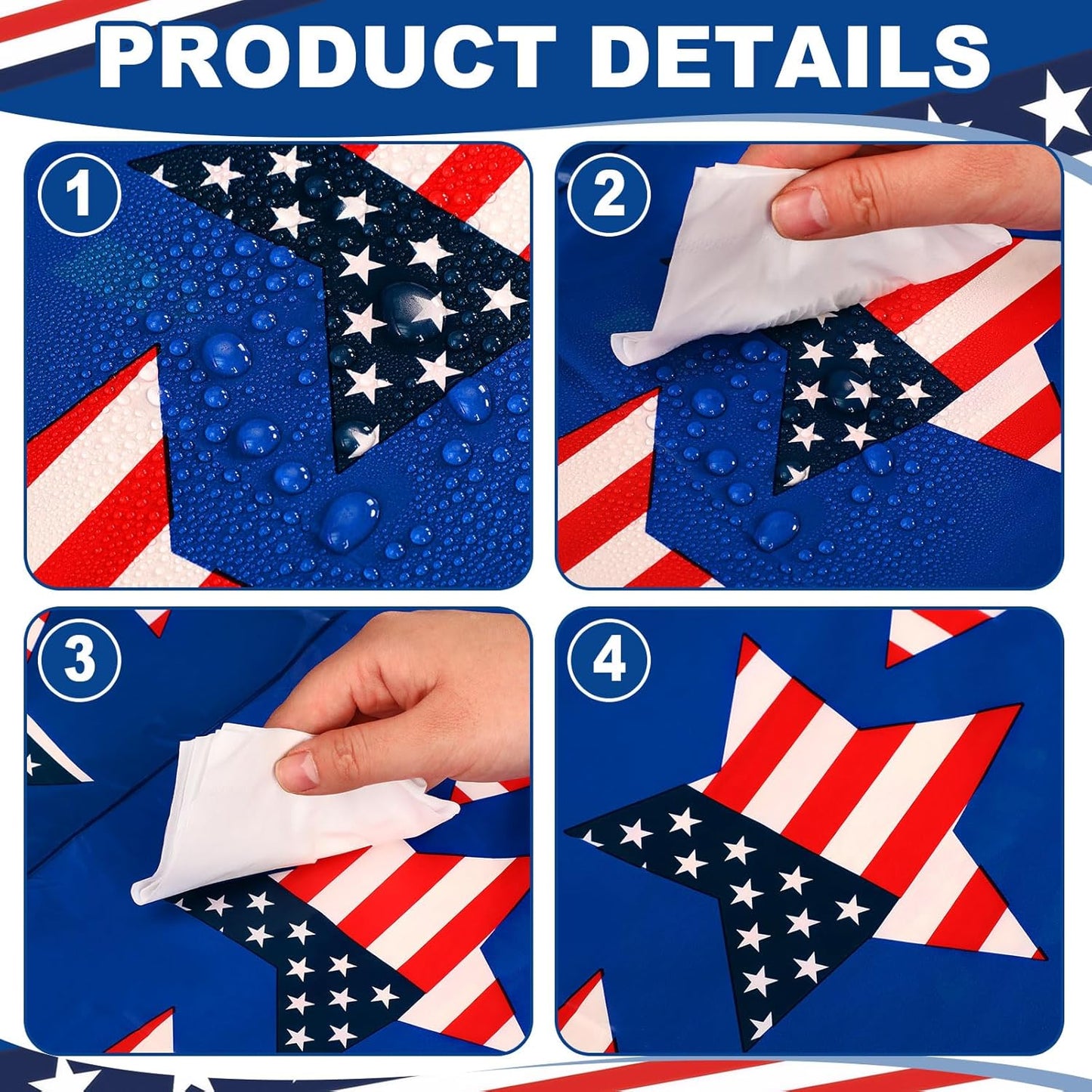 Oudain Patriotic Tablecloth Set - 3 Pcs USA Flag Design | 54 x 108 Inch Disposable Rectangle for 4th of July Parties