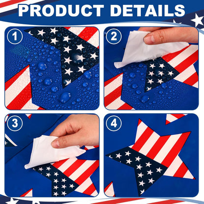 Oudain Patriotic Tablecloth Set - 3 Pcs USA Flag Design | 54 x 108 Inch Disposable Rectangle for 4th of July Parties