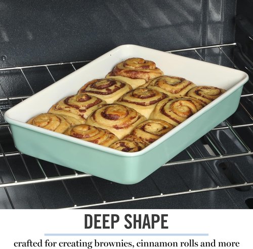 Martha Stewart Gallen Nonstick Carbon Steel Baking Pan - 13 x 9 Inch, Teal, Durable Bakeware for Easy Release