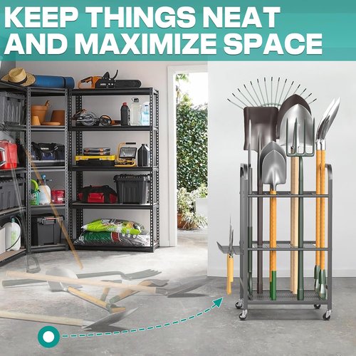 EVERHANGER Garden Tool Organizer - Durable Storage Solution for Indoor/Outdoor Use | Yard Tool Stand