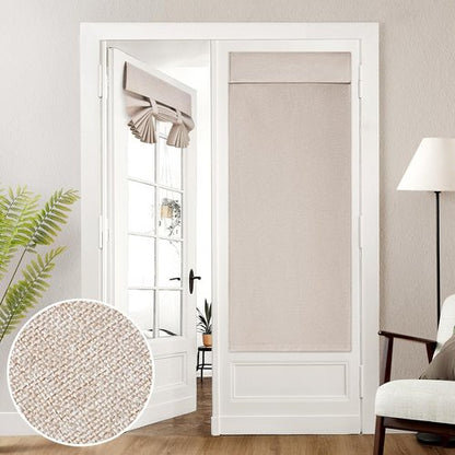 HOMEIDEAS 100% Linen Blackout Curtains - Modern Farmhouse Privacy Door Window Treatment, 26 x 68 Inch Panel, Natural