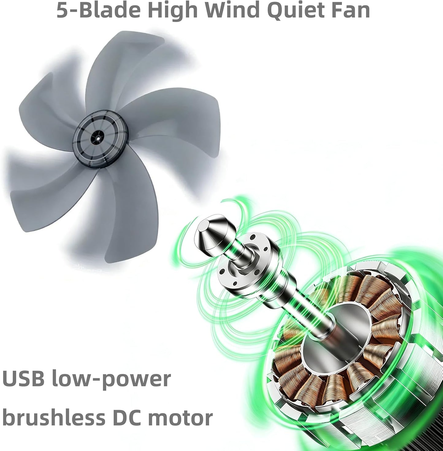 Skiennix USB Mini Desk Fan - 6-Inch, 5-Speed Adjustable Wind, Digital Display & 90-Degree Rotation | Black