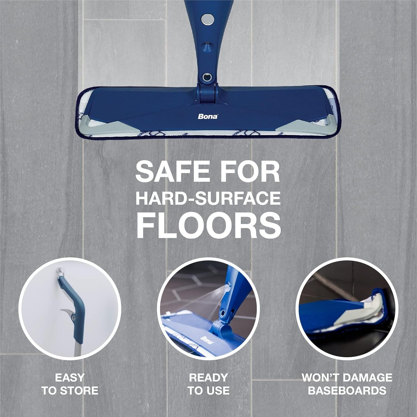 Bona Multi-Surface Floor Mop - Premium Spray Mop with Cleaner & Washable Microfiber Pad | Ideal for Stone, Tile, Laminate, Vinyl