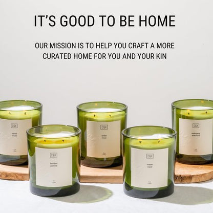 Craft & Kin 12oz Santal Woods Candle for Home | Premium Green Spring Scented Candles for Men | Made with Natural Soy | Gifts for Men and Women | Nature Collection