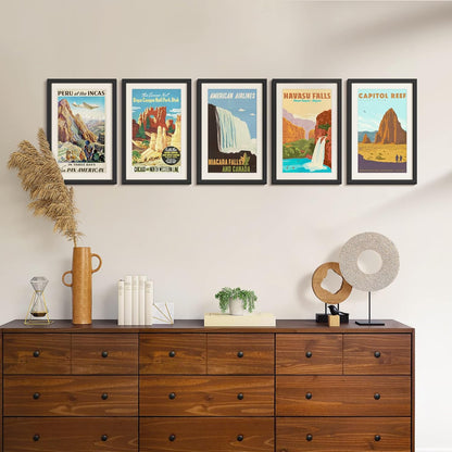 Upsimples 11x17 Picture Frame Set of 5 - Stylish Black Frames for 9x15 or 11x17 Photos
