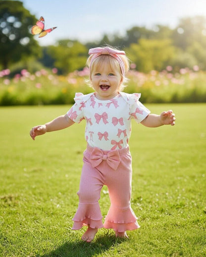 Renotemy Newborn Baby Girl Clothes - Cute Infant Romper & Bell Bottom Pant Set | Preemie to 12 Months