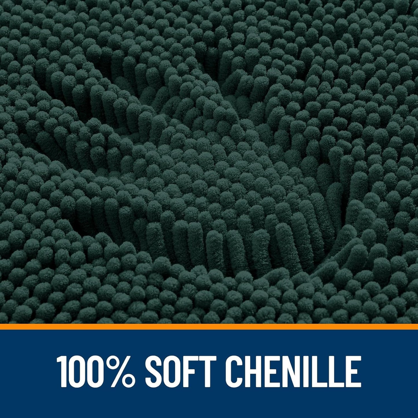 OLANLY Bathroom Runner Rugs - Soft Absorbent Chenille with Rubber Backing | 47x24 Inches, Blackish Green