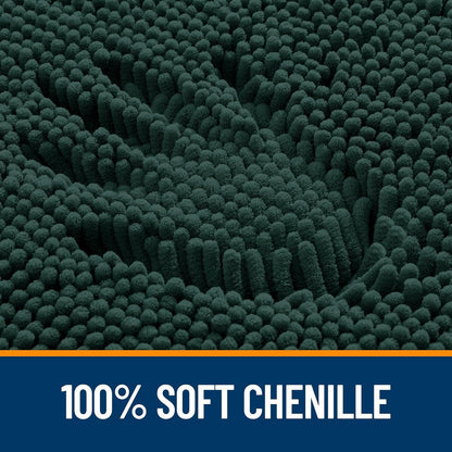 OLANLY Bathroom Runner Rugs - Soft Absorbent Chenille with Rubber Backing | 47x24 Inches, Blackish Green