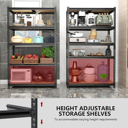 Heavy Duty Garage Shelving | 5-Tier Adjustable Storage Unit | 2400LBS Capacity | 28''×12''×60''