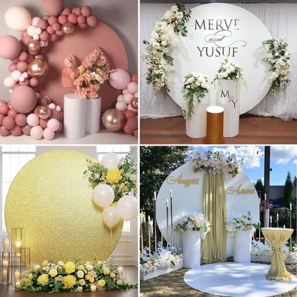 Skiennix 6.6 FT Round Backdrop Cover - Sage Green Spandex Fitted Arch for Weddings & Parties