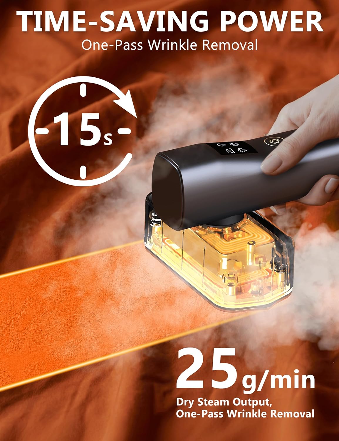 Skiennix Portable Handheld Garment Steamer - 200ml Capacity, 1000W Fast Heat-Up, Leak-Proof, Black & Gold