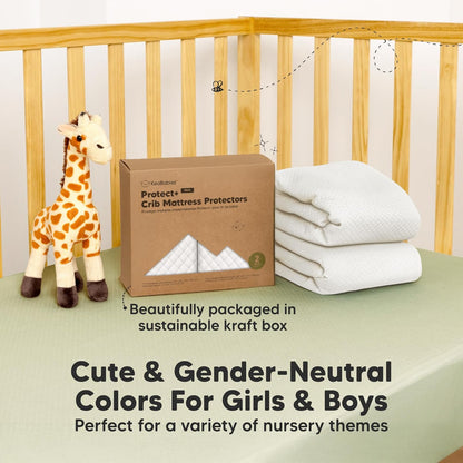 Skiennix Waterproof Crib Mattress Protector - Soft Quilted Cotton Cover, 52" x 28", Machine Washable, Easy Fit