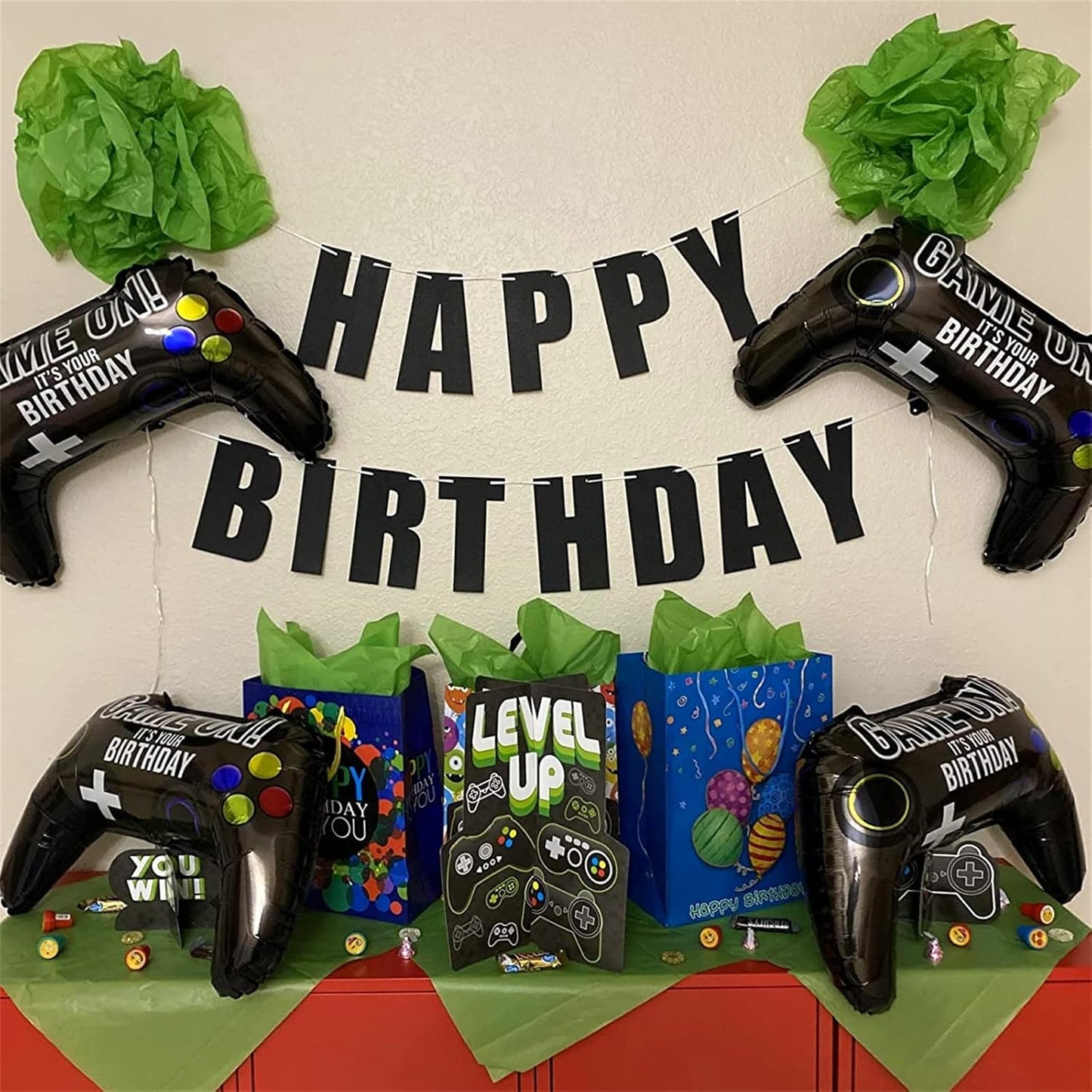 Skiennix Video Game Balloons - Giant Controller Mylar Foil Set for Kids' Birthday Party | 5 Pieces
