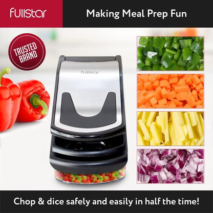 Fullstar Vegetable Chopper, Mandoline Slicer - Cheese Grater, Food Chopper with Container, Kitchen Gadgets, Home Essentials (11-in-1, Black/SS)