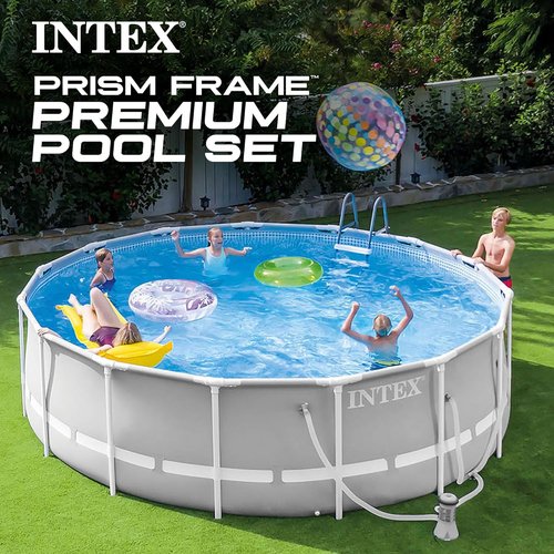 Intex 26711EH Prism Frame Above Ground Swimming Pool Set - 12ft x 30in | Includes 530 GPH Filter Pump, Puncture Resistant Design