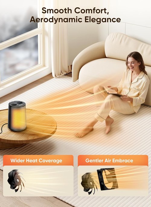 GiveBest Space Heater - 1500W Portable PTC Ceramic Heater with Fan Modes & Safety Features | Ideal for Home & Office Use, Black