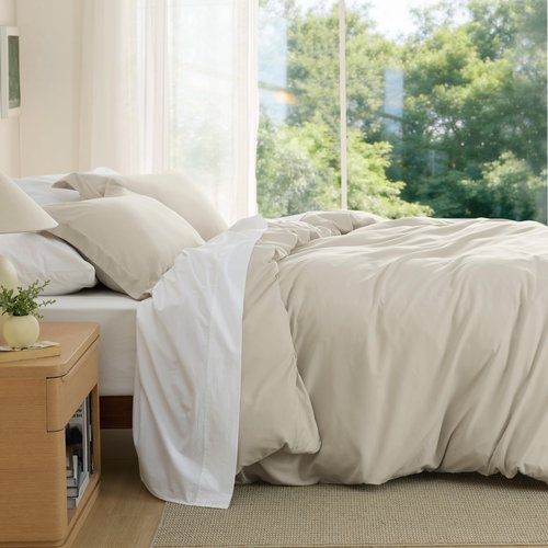 Bedsure Duvet Cover Full Size - Soft Double Brushed Bedding Set for Kids & Adults, Zipper Closure, 3 Pieces, Includes 1 Duvet Cover (80"x90") & 2 Pillow Shams, NO Comforter, Linen