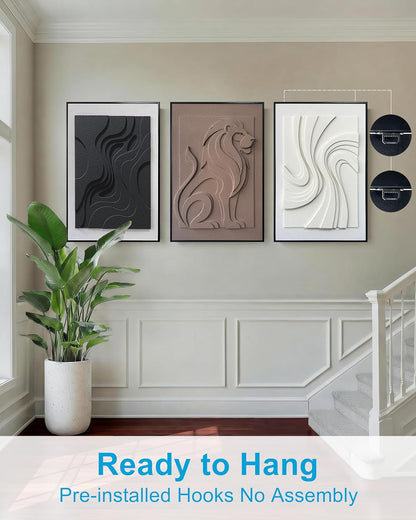 MIX3D Wall Art - 3D Textured Sandstone Set of 3 | 24x36 Inch Framed Handcrafted Artwork for Home Decor