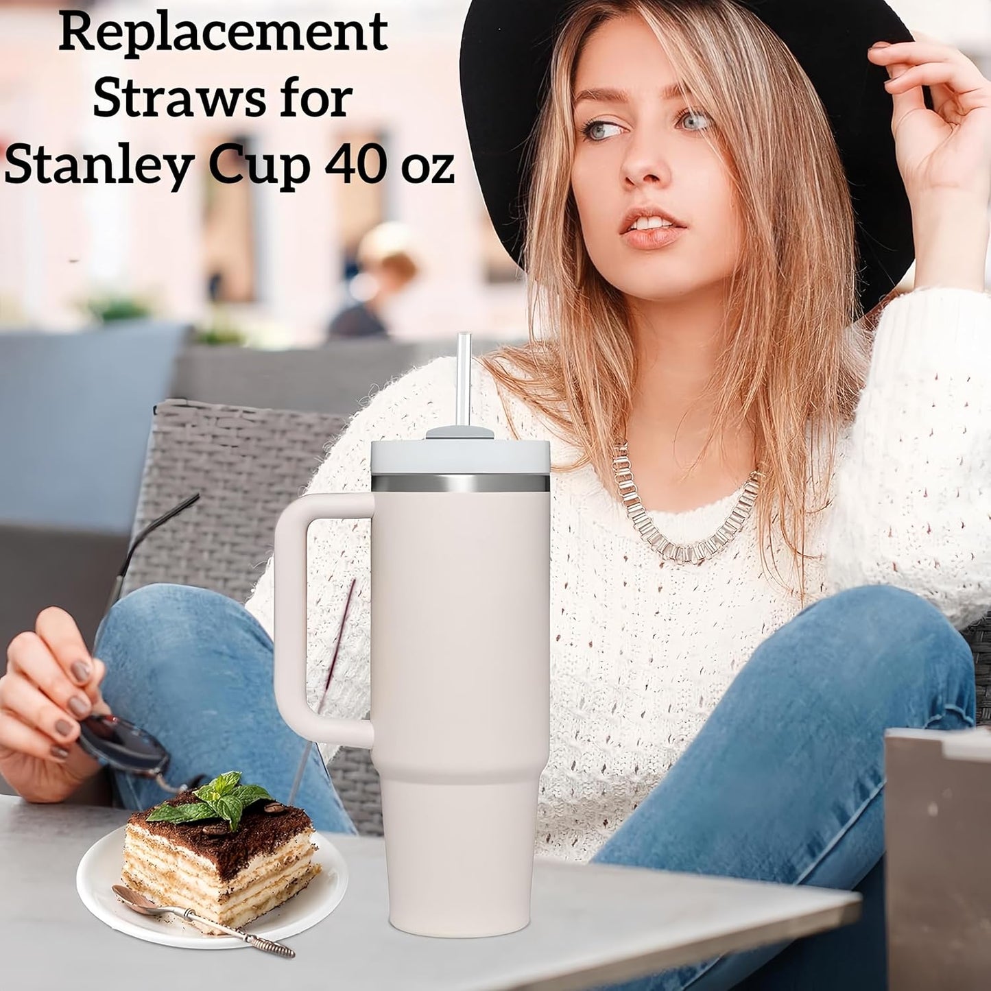 Stanley 40 OZ Tumbler Straws - Reusable, BPA-Free, Clear with Cleaning Brush | 6-Pack