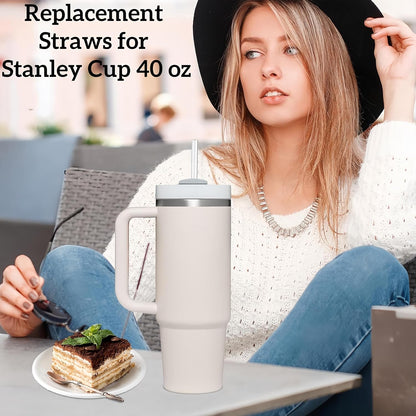 Stanley 40 OZ Tumbler Straws - Reusable, BPA-Free, Clear with Cleaning Brush | 6-Pack