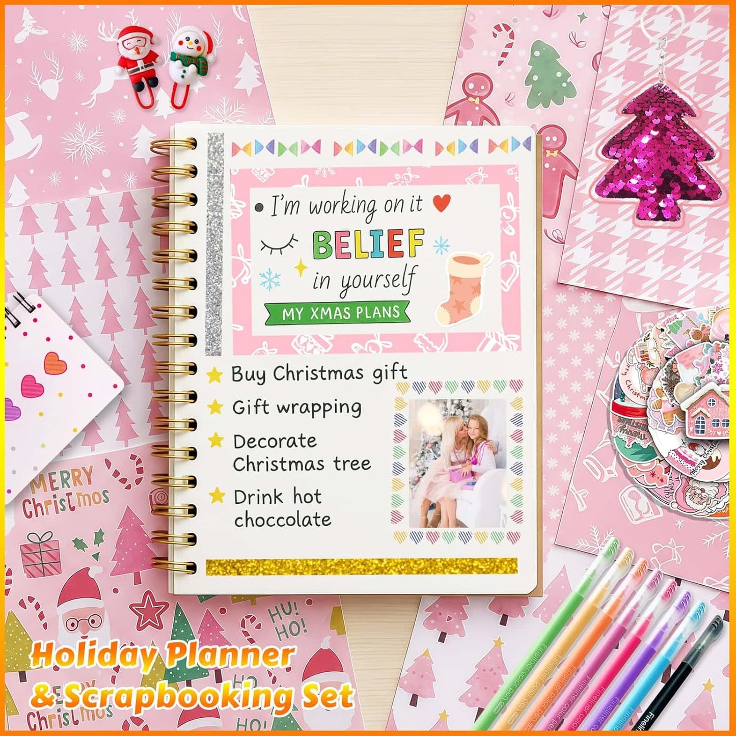Advent Calendar 2025 - 24-Day DIY Journal Kit for Tween & Teen Girls | Scrapbook & Stationery Set