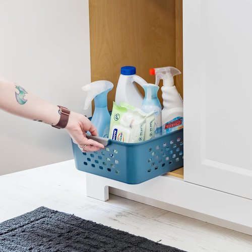 IRIS USA Plastic Storage Basket - Medium 6-Pack | Eco-Friendly Organizer for Pantry, Closet & Laundry Room