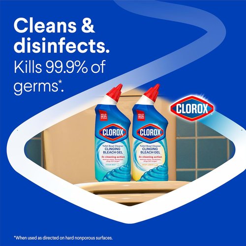 Clorox Toilet Bowl Cleaner - Clinging Bleach Gel with Ocean Mist Scent - 24 Fl Oz, Pack of 2