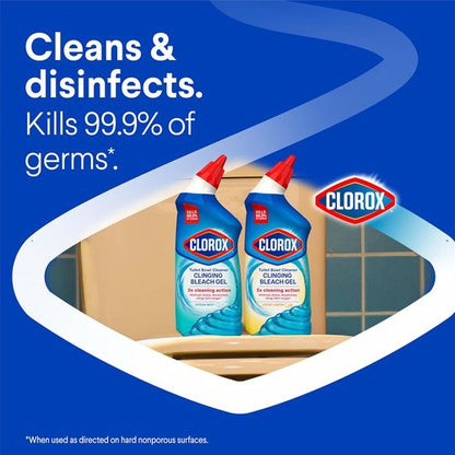 Clorox Toilet Bowl Cleaner - Clinging Bleach Gel with Ocean Mist Scent - 24 Fl Oz, Pack of 2